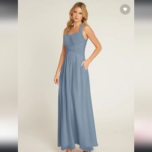 Azazie Claudia dusty blue